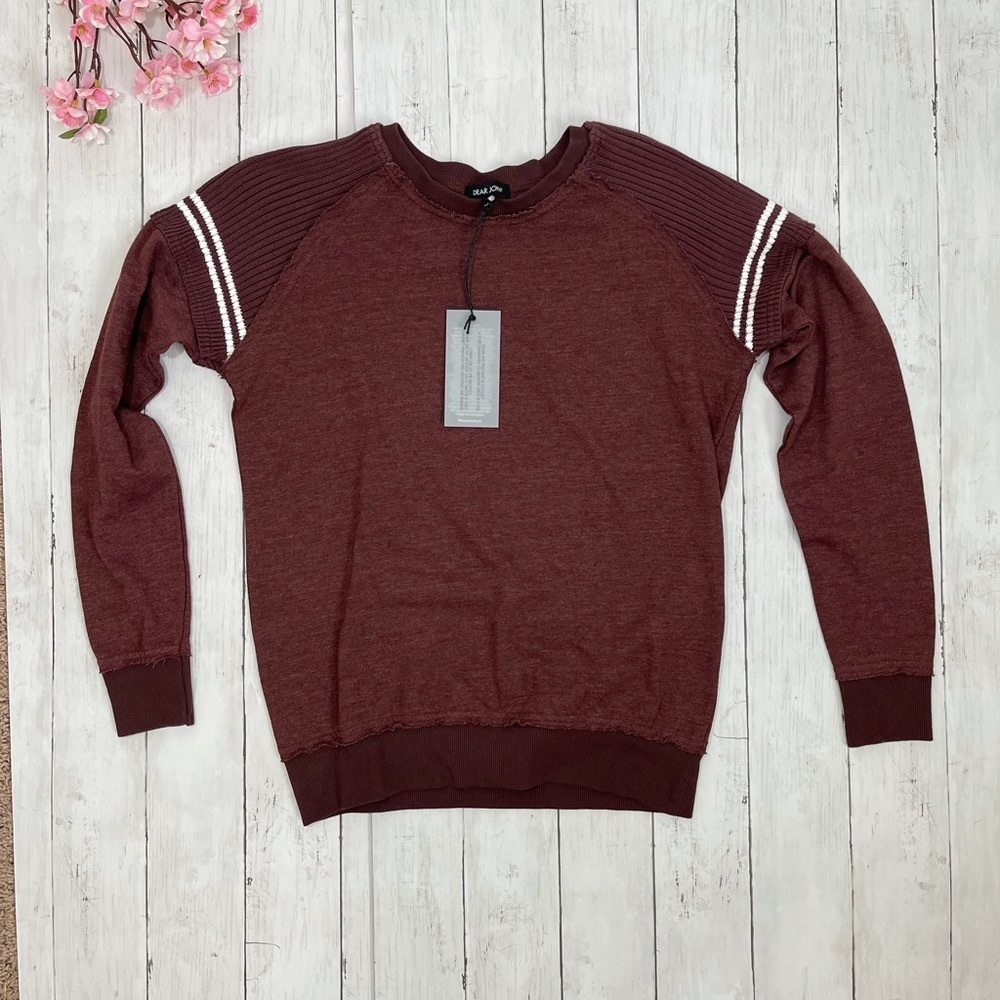 Dear John Raw Edge Seam Maroon Sweater